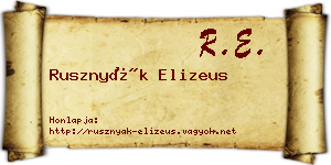 Rusznyák Elizeus névjegykártya